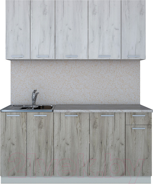 Изображение товара Кухонный гарнитур Интерлиния Мила Лайт 1.7-60 (дуб белый/дуб серый/опал светлый)