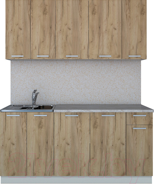 Изображение товара Кухонный гарнитур Интерлиния Мила Лайт 1.7-60 (дуб золотой/опал светлый)