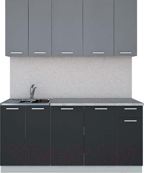 Изображение товара Кухонный гарнитур Интерлиния Мила Лайт 1.7-60 (серебро/антрацит/опал светлый)
