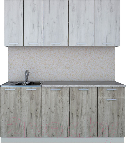 Изображение товара Кухонный гарнитур Интерлиния Мила Лайт 1.8-60 (дуб белый/дуб серый/опал светлый)