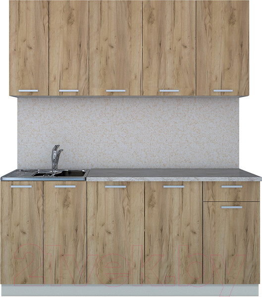 Изображение товара Кухонный гарнитур Интерлиния Мила Лайт 1.8-60 (дуб золотой/опал светлый)