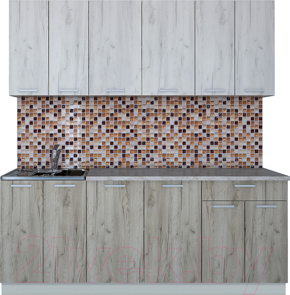 Изображение товара Кухонный гарнитур Интерлиния Мила Лайт 2.0-60 (дуб белый/дуб серый/опал светлый)