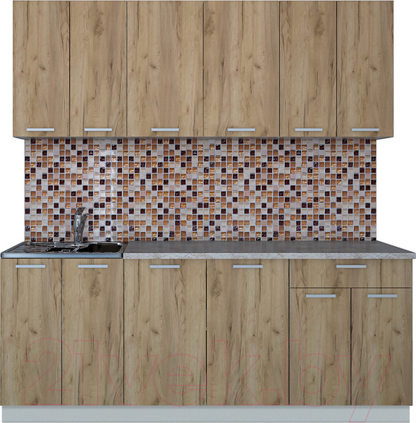 Изображение товара Кухонный гарнитур Интерлиния Мила Лайт 2.0-60 (дуб золотой/опал светлый)