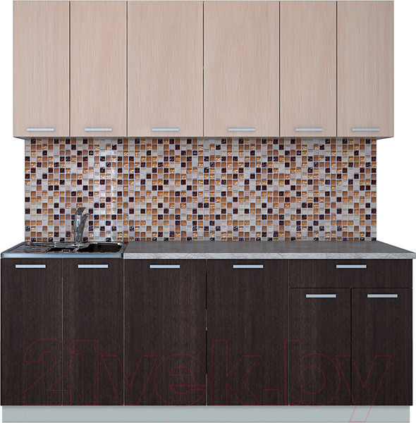 Изображение товара Кухонный гарнитур Интерлиния Мила Лайт 2.0-60 (дуб молочный/дуб венге/опал светлый)