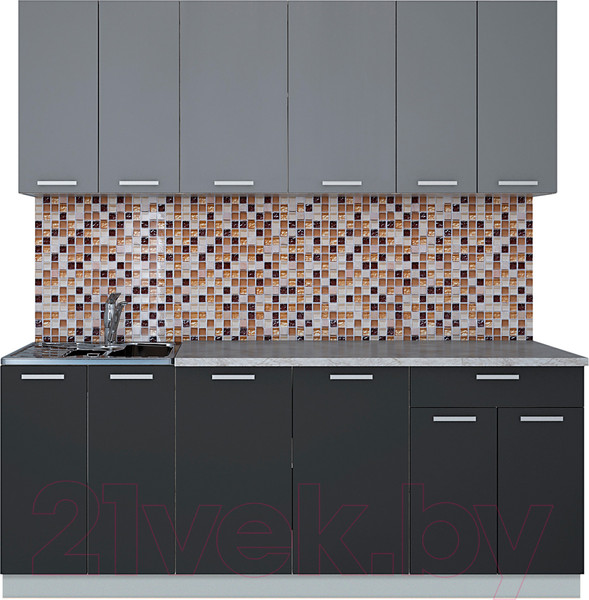 Изображение товара Кухонный гарнитур Интерлиния Мила Лайт 2.0-60 (серебро/антрацит/опал светлый)