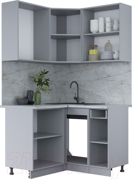 Изображение товара Кухонный гарнитур Интерлиния Мила Лайт 1.2x1.3 (бетон портленд/бетон портленд/дуб бунратти)