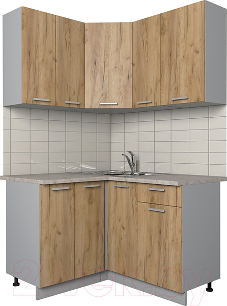 Изображение товара Кухонный гарнитур Интерлиния Мила Лайт 1.2x1.3 (дуб золотой/опал светлый)