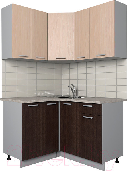 Изображение товара Кухонный гарнитур Интерлиния Мила Лайт 1.2x1.3 (дуб молочный/дуб венге/опал светлый)