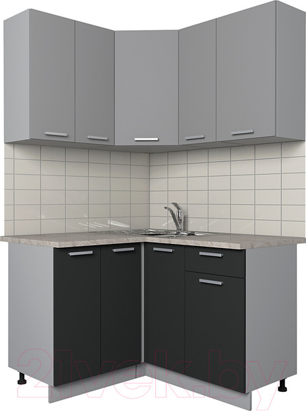 Изображение товара Кухонный гарнитур Интерлиния Мила Лайт 1.2x1.3 (серебро/антрацит/опал светлый)