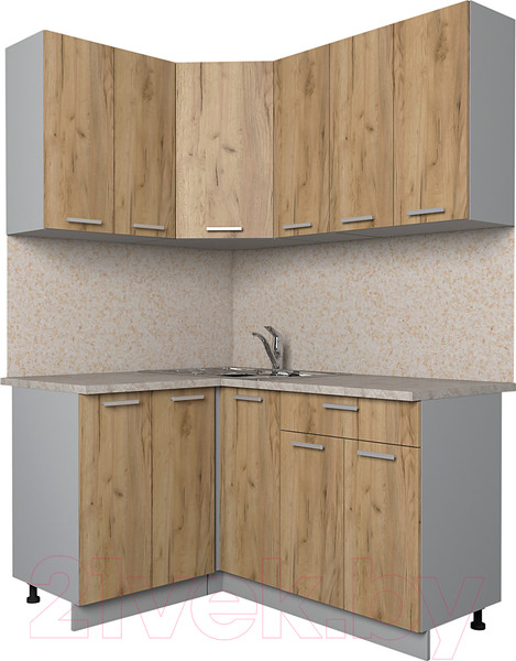 Изображение товара Кухонный гарнитур Интерлиния Мила Лайт 1.2x1.5 (дуб золотой/опал светлый)