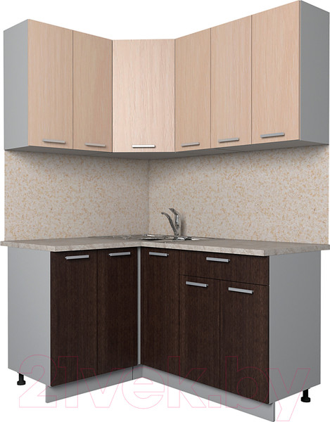 Изображение товара Кухонный гарнитур Интерлиния Мила Лайт 1.2x1.5 (дуб молочный/дуб венге/опал светлый)