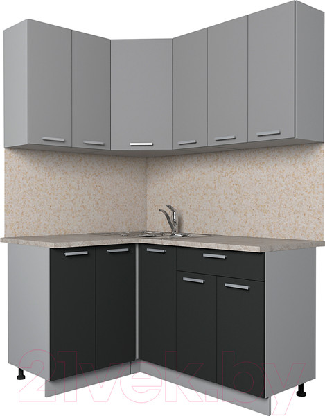 Изображение товара Кухонный гарнитур Интерлиния Мила Лайт 1.2x1.5 (серебро/антрацит/опал светлый)