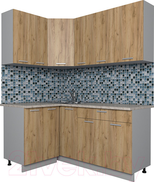 Изображение товара Кухонный гарнитур Интерлиния Мила Лайт 1.2x1.7 (дуб золотой/опал светлый)