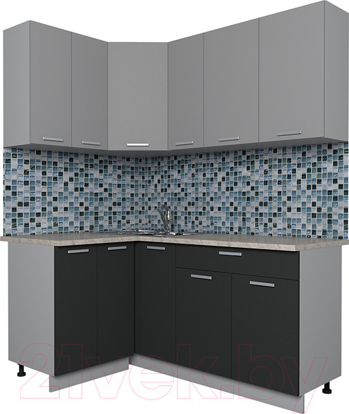 Изображение товара Кухонный гарнитур Интерлиния Мила Лайт 1.2x1.7 (серебро/антрацит/опал светлый)