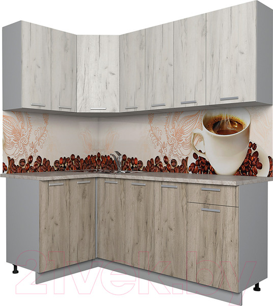 Изображение товара Кухонный гарнитур Интерлиния Мила Лайт 1.2x1.9 (дуб белый/дуб серый/опал светлый)