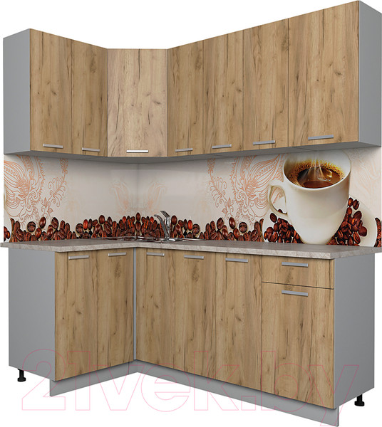 Изображение товара Кухонный гарнитур Интерлиния Мила Лайт 1.2x1.9 (дуб золотой/опал светлый)