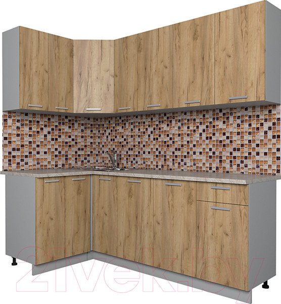 Изображение товара Кухонный гарнитур Интерлиния Мила Лайт 1.2x2.1 (дуб золотой/опал светлый)