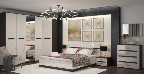 Изображение товара Комод Горизонт Мебель Вегас (венге/белый глянец)