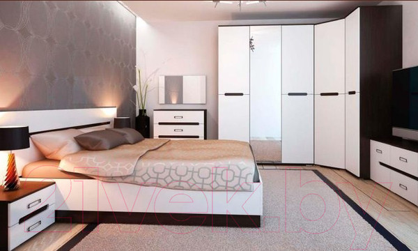 Изображение товара Каркас кровати Горизонт Мебель Вегас 1.6 (венге/белый глянец)