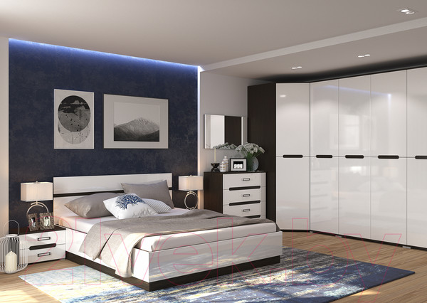 Изображение товара Каркас кровати Горизонт Мебель Вегас 1.6 (венге/белый глянец)