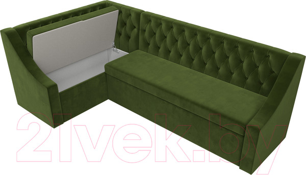 Изображение товара Уголок кухонный мягкий Лига Диванов Мерлин 210 левый / 100451 (микровельвет, зеленый)