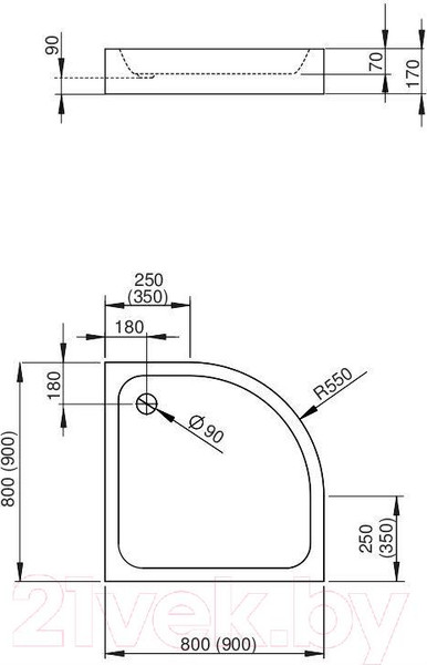 Изображение товара Душевой поддон Radaway Siros A900 Compact / SBA9917-2