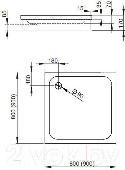 Изображение товара Душевой поддон Radaway Siros C900 Compact / SBC9917-2