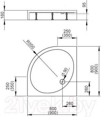 Изображение товара Душевой поддон Radaway Patmos A900 Compact / 4S99155-05