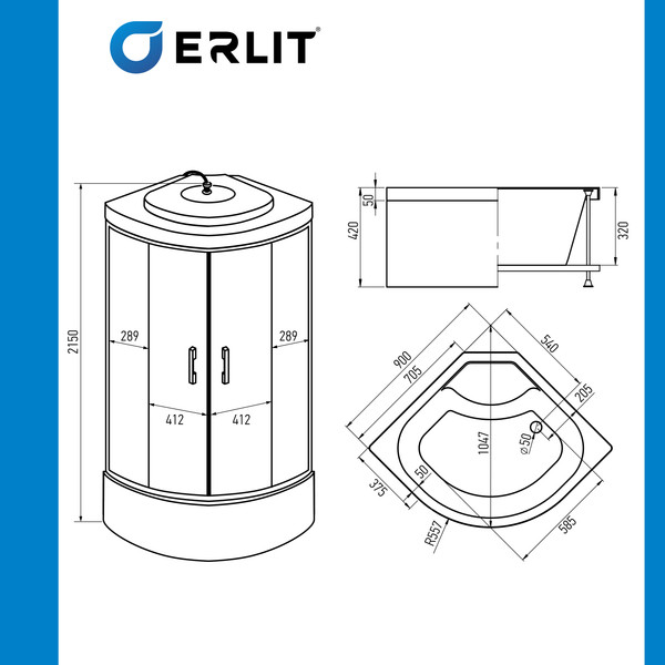 Изображение товара Душевая кабина Erlit ER3509TP-C4-RUS