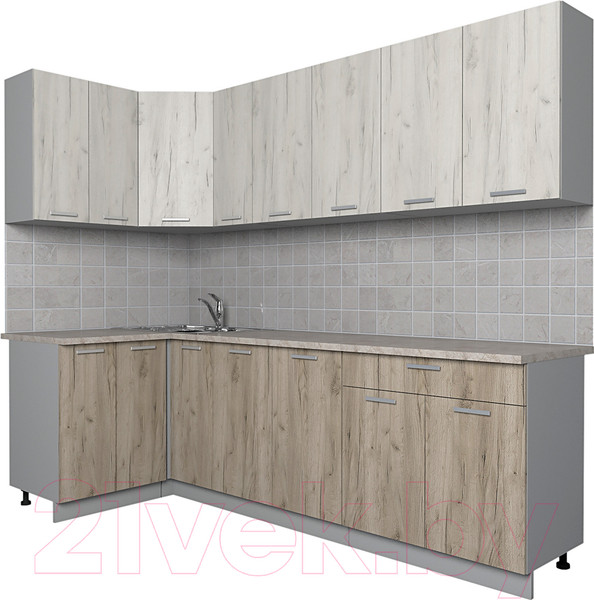 Изображение товара Кухонный гарнитур Интерлиния Мила Лайт 1.2x2.5 (дуб белый/дуб серый/опал светлый)