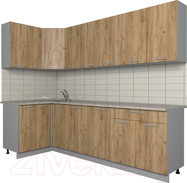 Изображение товара Кухонный гарнитур Интерлиния Мила Лайт 1.2x2.6 (дуб золотой/опал светлый)