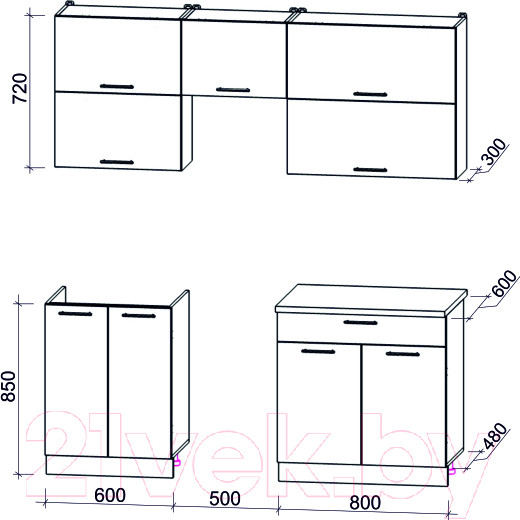 Изображение товара Кухонный гарнитур Интерлиния Мила Gloss 50-19 (капучино глянец)