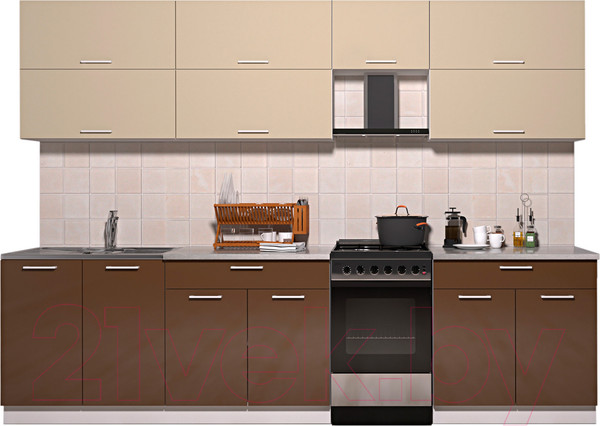 Изображение товара Кухонный гарнитур Интерлиния Мила Gloss 50-29 (ваниль/шоколад глянец)