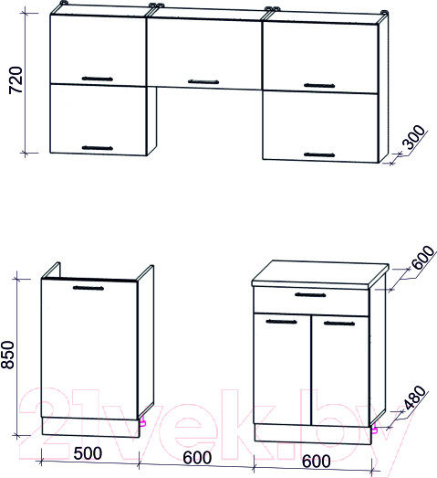 Изображение товара Кухонный гарнитур Интерлиния Мила Gloss 60-17 (белый/красный глянец)