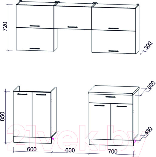 Изображение товара Кухонный гарнитур Интерлиния Мила Gloss 60-19 (белый/красный глянец)