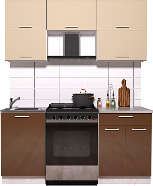 Изображение товара Кухонный гарнитур Интерлиния Мила Gloss 60-19 (ваниль/шоколад глянец)