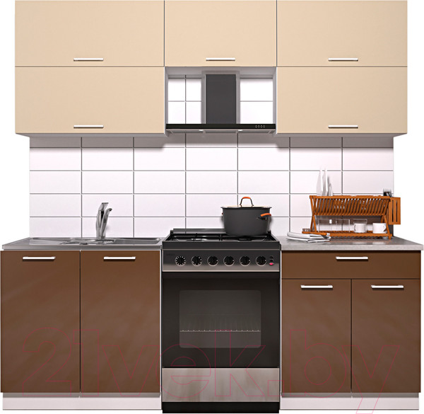 Изображение товара Кухонный гарнитур Интерлиния Мила Gloss 60-21 (ваниль/шоколад глянец)