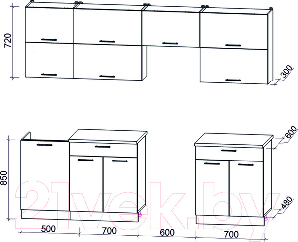 Изображение товара Кухонный гарнитур Интерлиния Мила Gloss 60-25 (капучино глянец)