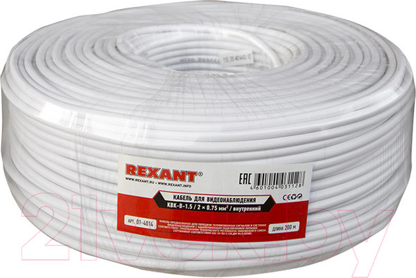 Изображение товара Кабель Rexant KBK-B- 2x0.75 / 01-4014 (200м, белый)