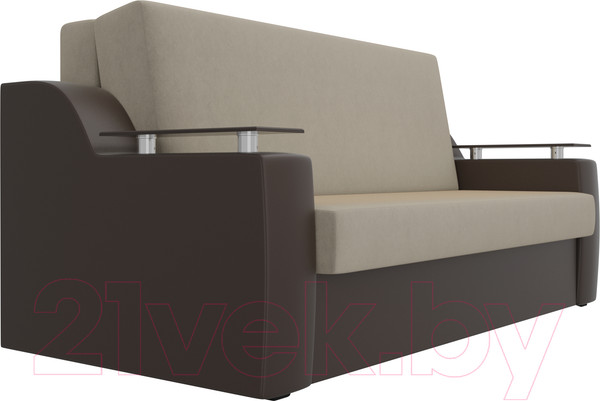 Изображение товара Диван Лига Диванов Сенатор 215 / 100710 (100, микровельвет бежевый/экокожа коричневый)