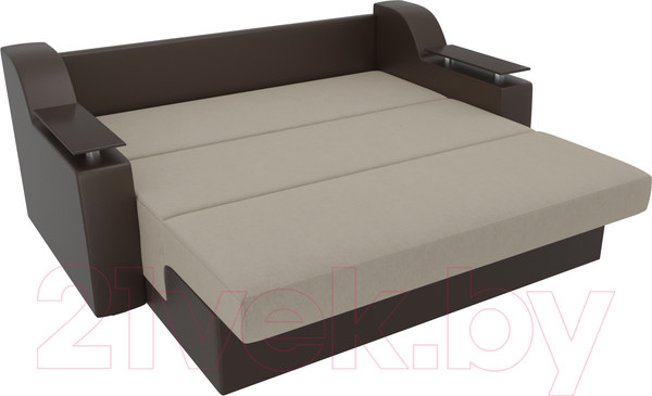 Изображение товара Диван Лига Диванов Сенатор 215 / 100710 (100, микровельвет бежевый/экокожа коричневый)