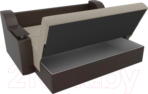 Изображение товара Диван Лига Диванов Сенатор 215 / 100710 (100, микровельвет бежевый/экокожа коричневый)