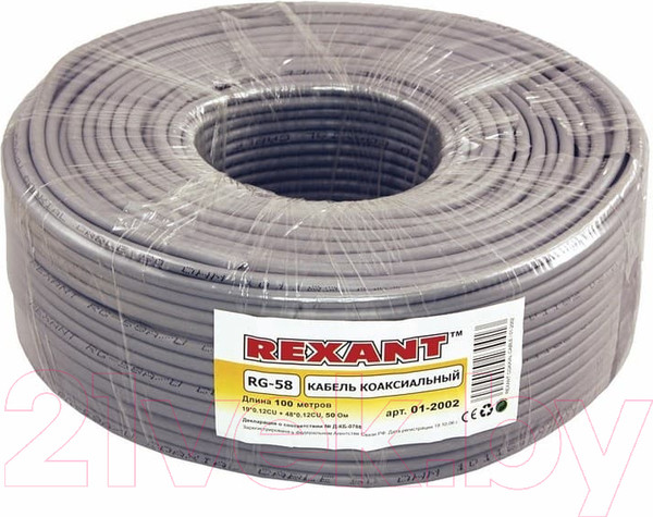 Изображение товара Кабель Rexant RG-58 A-U / 01-2002 (100м, серый)