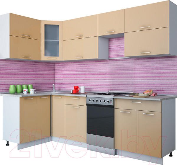 Изображение товара Кухонный гарнитур Интерлиния Мила Gloss 50-12x26 (капучино глянец)
