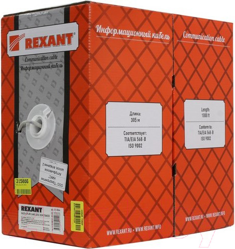 Изображение товара Кабель Rexant UTP 4PR 24AWG CAT5e STRANDED / 01-0044 (305м)
