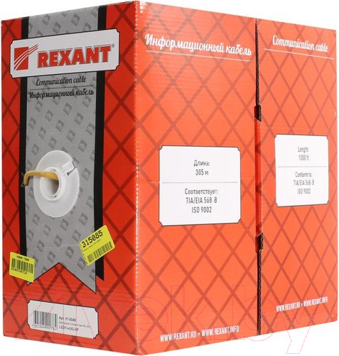 Изображение товара Кабель Rexant UTP 4PR 24AWG CAT5e нг(A)-HF / 01-0049 (305м)
