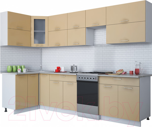 Изображение товара Кухонный гарнитур Интерлиния Мила Gloss 50-12x30 (капучино глянец)