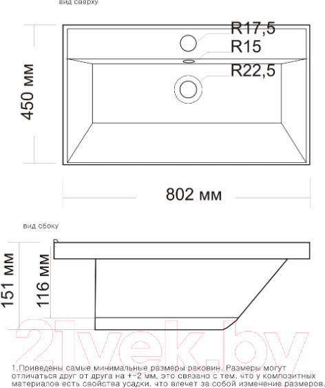 Изображение товара Умывальник ANDREA Classic 80 / 4680028070108