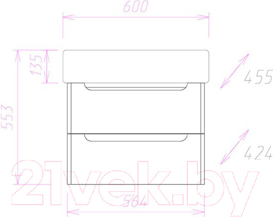 Изображение товара Тумба под умывальник Onika Неаполь 60.13 (106104)