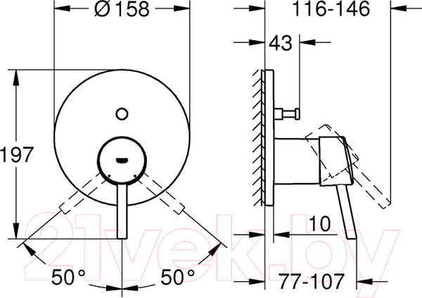 Изображение товара Внешняя часть смесителя скрытого монтажа GROHE Concetto 24054001
